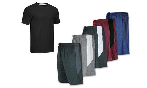 Real Men's Dry-Fit Active Shorts with T-Shirt 5PK - Multi - Size: Medium Real Essentials