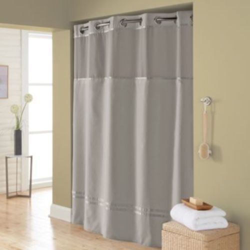 Hookless Escape 71-Inch x 86-Inch Long Fabric Shower Curtain and Liner Set in Grey