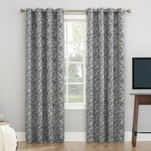 New Sun Zero Blackout Grommet Top Curtain Panel Navy White