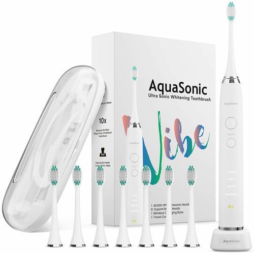 AquaSonic VIBE UltraSonic Whitening Toothbrush Set - Optic White