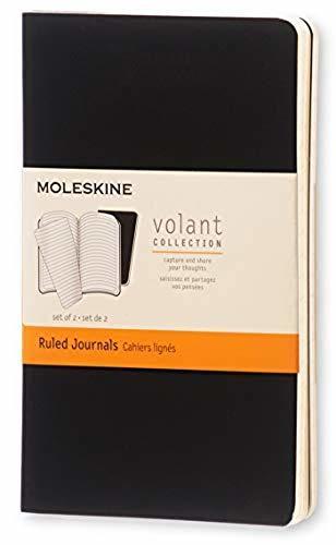 Moleskine Volant Journal, Soft Cover, Pocket (3.5" x 5.5") Ruled/Lined, Black (Set of 2)