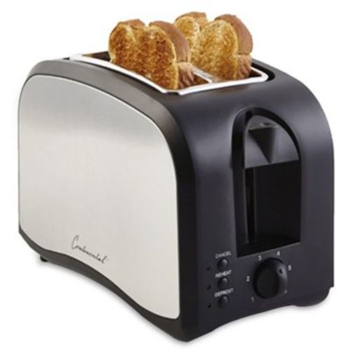 Continental Electric CP43439 Stainless Steel Toaster 2 Slice Black