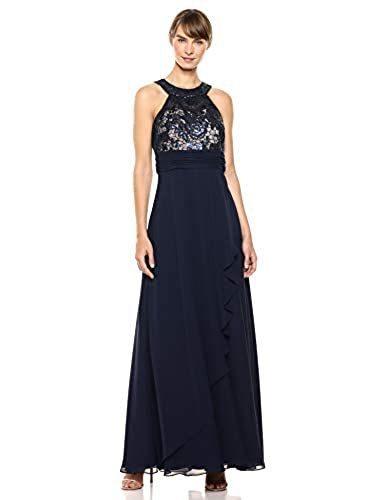 calvin klein embellished ruffled gown