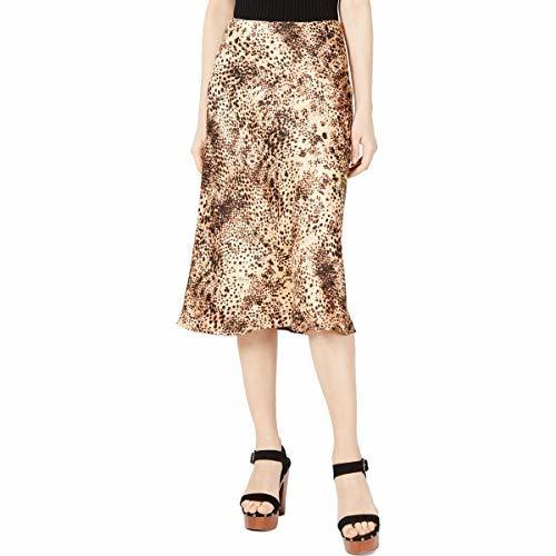 Cotton Candy Womens Tan Animal Print A-Line Casual Midi Skirt XS BHFO 8913