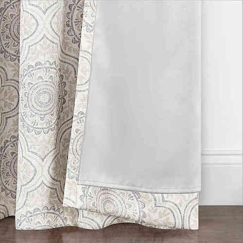 Quinn Medallion Blackout Grommet Window Curtain Panel - Natural - 95