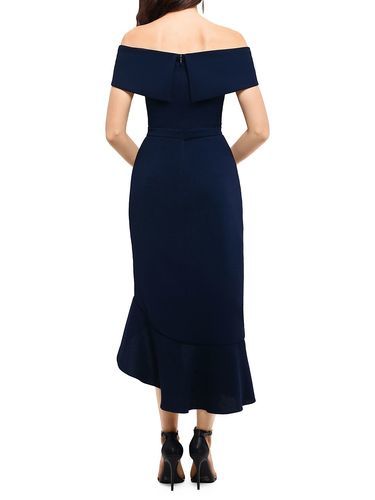 xscape flounce midi dress