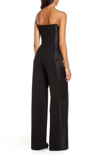 black halo strapless jumpsuit