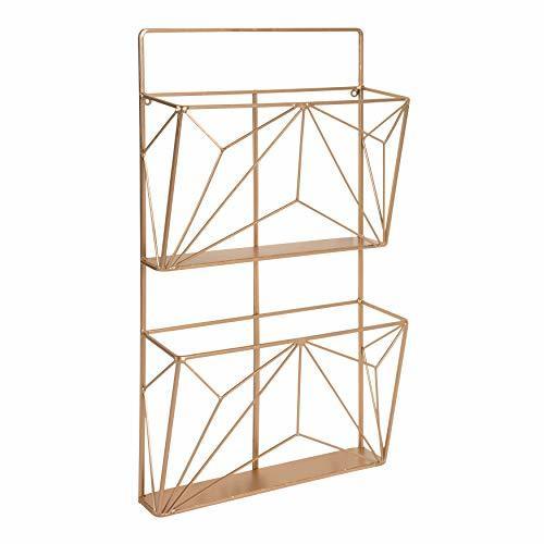 Kate and Laurel 2 Pocket Tyde Wall Organizer File Holder - Rose Gold