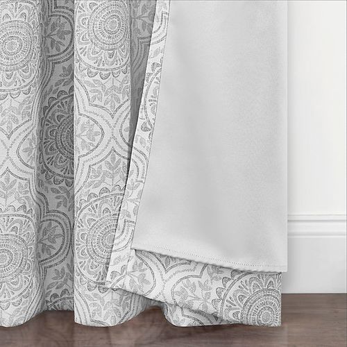 Quinn Medallion 84" Blackout Grommet Window Curtain Panel - Gray